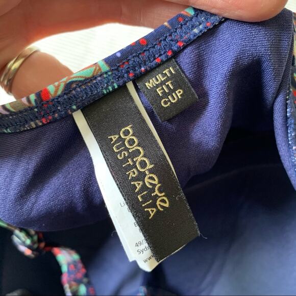 Bond-Eye Australia Swimsuit Womens 4 Blue Floral Tropical One Piece Resort Pool - Picture 3 of 5